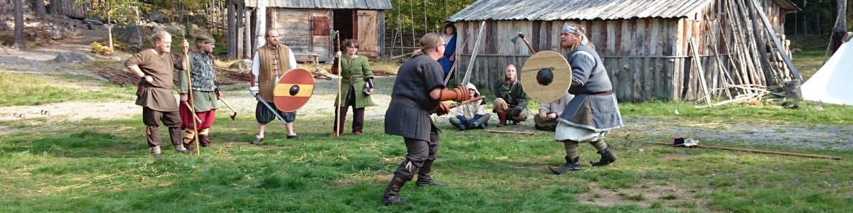 Vikingakrigare som möts i en duell